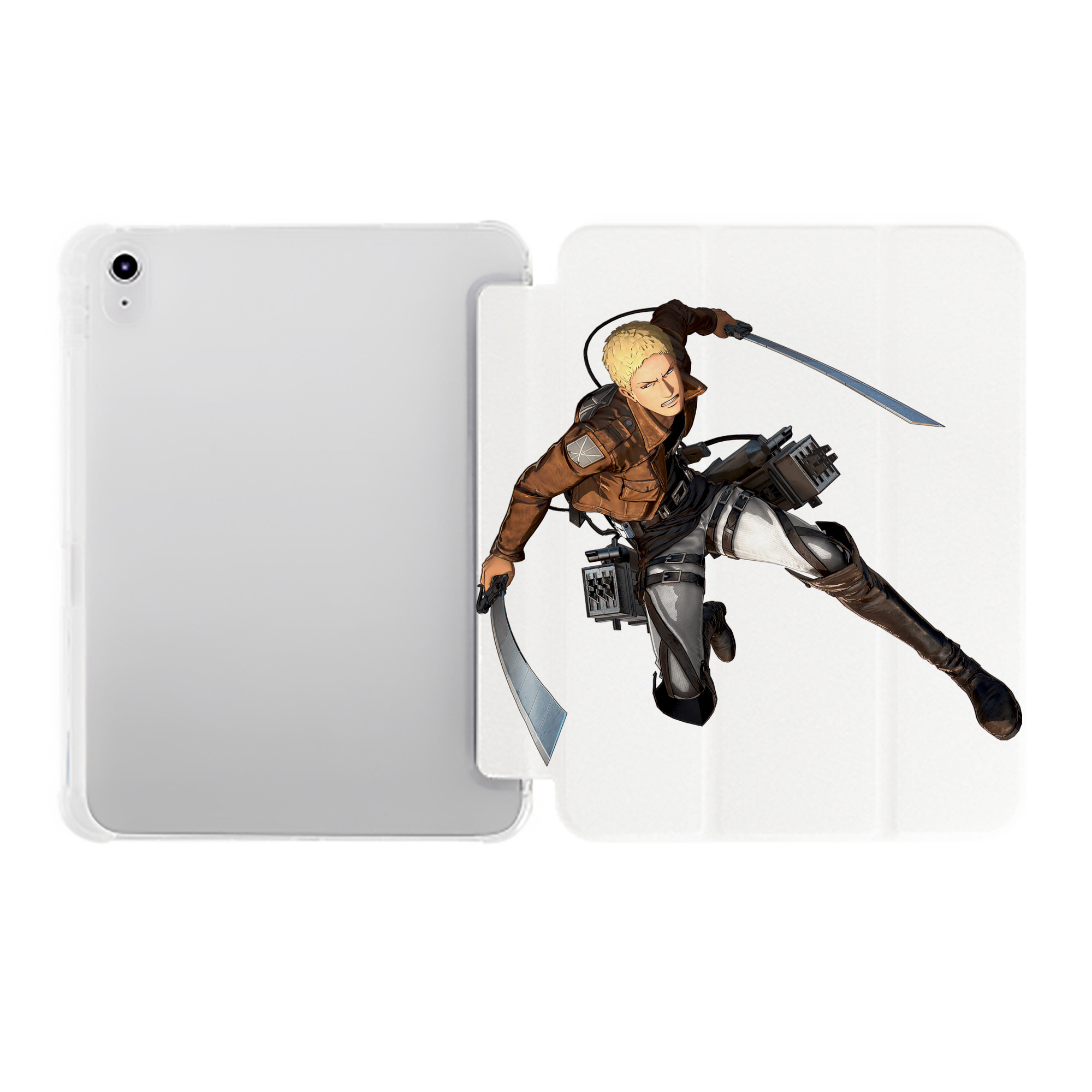 （画像用） 進撃の巨人 ライナー・ブラウン Attack on Titan Reiner Braun IPad ケース ペン収納付き 三つ折りスタンド PUレザー×シリコン 対応機種9.5/10.5/10.9インチ